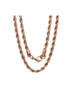 Men's 18k Rose gold Plated Stainless Steel Rope Chain 30" Necklace