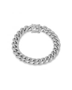 Men's Stainless Steel Miami Cuban Chain Link Style Bracelet with 12mm Box Clasp Bracelet