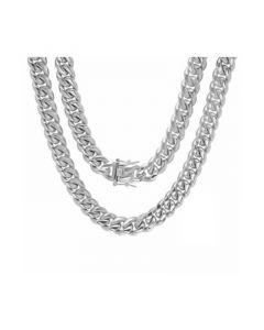 Men's Stainless Steel 24" Miami Cuban Link Chain with 12mm Box Clasp Necklaces