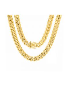 Men's 18k gold Plated Stainless Steel 24" Miami Cuban Link Chain with 12mm Box Clasp Necklaces