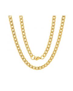 Men's 18k gold Plated Stainless Steel Accented 8mm Cuban Chain 24" Necklaces