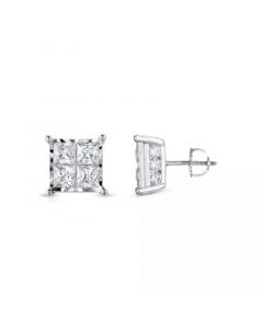 Diamond Princess Cluster Stud Earrings (1/2 ct. t.w.) in 14k White, Yellow or Rose Gold