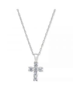 Diamond Baby Cross 18" Pendant Necklace (1/5 ct. t.w.) in 14k White, Yellow or Rose Gold