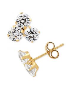 Cubic Zirconia Trillium Stud Earrings in 14k Gold