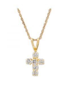 Cubic Zirconia Cross 18" Pendant Necklace in 14k Gold