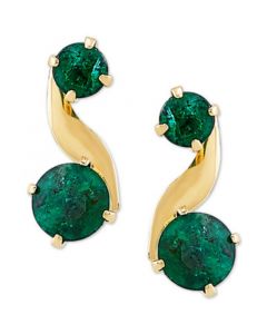 Emerald Swirl Drop Earrings (3/4 ct. t.w.) in 10k Gold