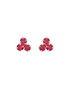 Ruby (3/4 ct. t.w.) Button Stud in 10k Yellow Gold