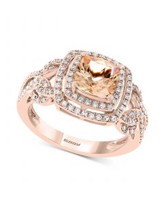 EFFY® Morganite (1-3/8 ct. t.w.) & Diamond (3/8 ct. t.w.) Ring in 14k Rose Gold