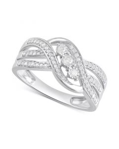 Diamond Three-Stone Overlap Statement Ring (1/4 ct. t.w.) in Sterling Silver