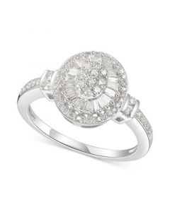 Diamond Oval Starburst Cluster Ring (1/2 ct. t.w.) in 14k White Gold