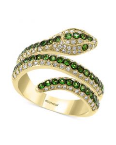 EFFY® Tsavorite (1/2 ct. t.w.) & Diamond (3/8 ct. t.w.) Snake Ring in 14k Gold