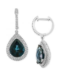 EFFY® London Blue Topaz (7-3/8 ct. t.w.) & Diamond (5/8 ct. t.w.) Drop Earrings in 14k White Gold