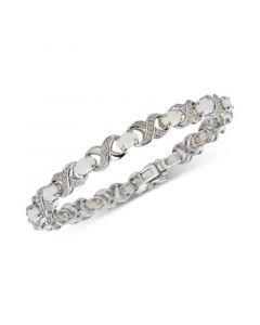 Opal (4 ct. t.w.) & Diamond (1/20 ct. t.w.) Bracelet in Sterling Silver