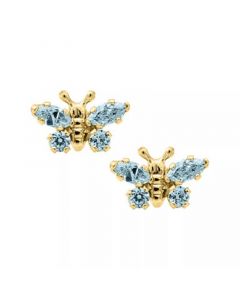 Children's Birthday Cubic Zirconia Butterfly Earrings in 14k Yellow Gold