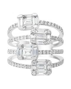 EFFY® HEMATIAN Diamond Multi-Row Baguette Statement Ring (1-5/8 ct. t.w.) in 18k White Gold