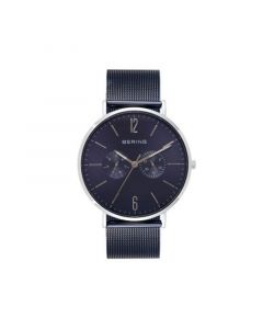 Men's Multi-Function Blue Stainless Steel Mesh Bracelet Watch 40mm