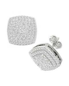 Diamond Square Cluster Stud Earrings (1/2 ct. t.w.) in Sterling Silver