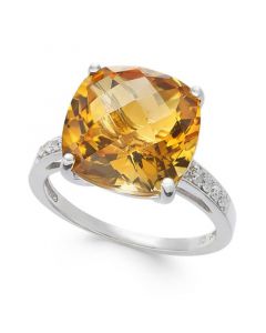 Citrine (7 ct. t.w.) & Diamond (1/10 ct. t.w.) Statement Ring in Sterling Silver