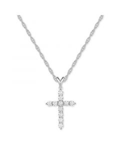 Cubic Zirconia Cross 16" Pendant Necklace in Sterling Silver