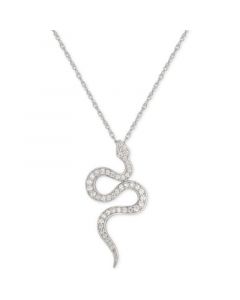 Cubic Zirconia Snake 16" Pendant Necklace in Sterling Silver