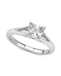 GIA Certified Diamond Princess Solitaire Engagement Ring (1 ct. t.w.) in 14k White Gold