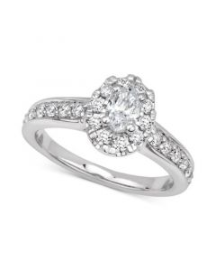 GIA Certified Diamond Oval Halo Engagement Ring (1 ct. t.w.) in 14k White Gold