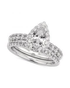 GIA Certified Diamond Pear Bridal Set (1-1/2 ct. t.w.) in 14k White Gold