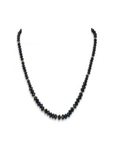 Black Agate (5-8mm) Strand Necklace in 14k Yellow Gold