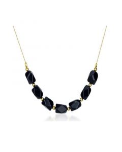 Black Onyx (9-10mm) Chain Necklace in 14k Yellow Gold