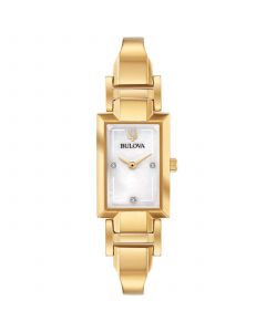 Women's Diamond-Accent Gold-Tone Stainless Steel Bangle Bracelet Watch 18x33mm