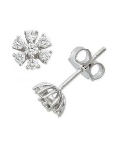 Diamond Floral Starburst Stud Earrings (1/4 ct. t.w.) in 14k White Gold