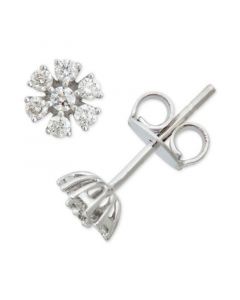 Diamond Floral Starburst Stud Earrings (1/3 ct. t.w.) in 14k White Gold