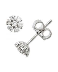 Diamond Floral Starburst Stud Earrings (1/2 ct. t.w.) in 14k White Gold