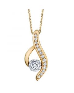 Diamond (1/4 ct. t.w.) Modern Pendant in 14k Yellow and White Gold