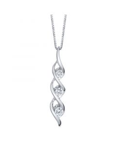 Diamond (1/4 ct. t.w.) Modern Three Stone Pendant in 14k White Gold