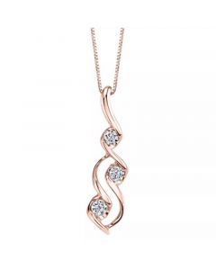 Diamond (1/10 ct. t.w.) Three Stone Pendant in 14k Yellow Gold or Rose Gold