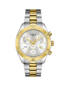 Women's Swiss Chronograph T-Classic PR 100 Two-Tone PVD Stainless Steel Bracelet Watch 38mm