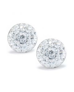 Crystal Pave Stud Earrings in Sterling Silver. Available in Clear, Blue, Gray, Red or Multi