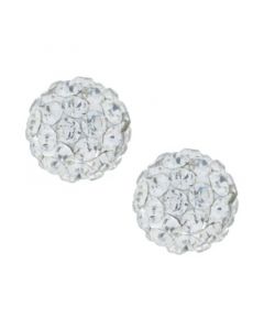 Crystal 6mm Pave Stud Earrings in Sterling Silver. Available in Clear, Blue or Red