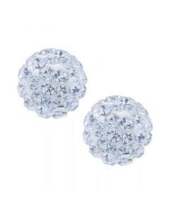 Crystal 8mm Pave Earrings in Sterling Silver. Available in Clear, Blue, Light Blue or Multi