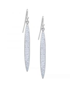 Pave Crystal Elongated Drop Wire Earrings Set in Sterling Silver. Available in Clear or Multi