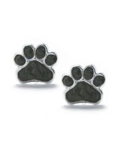 Black Pave Crystal Dog Paw Stud Earrings set in Sterling Silver