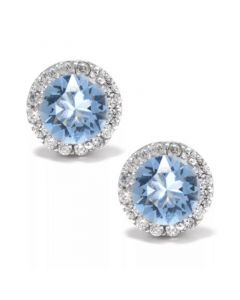 Fine Crystal Round Halo Stud Earrings in Sterling Silver, Created for Macy's