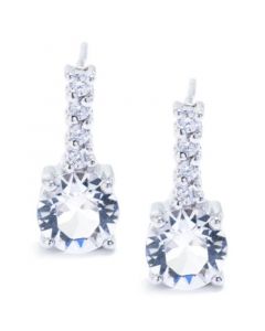 Fine Crystal with Cubic Zirconia Bar Drop Earring in Sterling Silver (Available in Clear, Blue, Light Blue and Red)