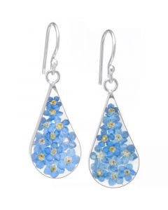 Medium Teardrop Dried Flower Earrings in Sterling Silver. Available in Multi, Blue, Yellow or Purple