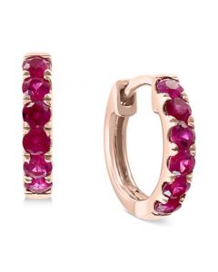 EFFY® Ruby Small Hoop Earrings (1/2 ct. t.w.) in 14k Rose Gold, 0.47" (Also in Sapphire)