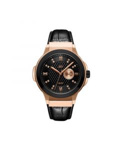 Men's Saxon Diamond (1/6 ct. t.w.) Watch in 18k Two Tone Rose Gold-plated Black Stainless Steel Watch 48mm