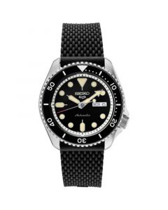 Men's Automatic Sport Black Silicone Mesh Strap Watch 42.5mm