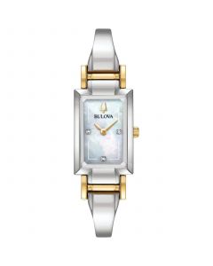 Women's Classic Diamond Accent Two-Tone Stainless Steel Bangle Bracelet Watch 28x33mm