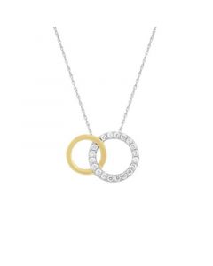 241 WEAR IT BOTH WAYS Diamond Interlocking Circle Pendant Necklace (1/5 ct. t.w.) in 14k Two-Tone White and Yellow Gold